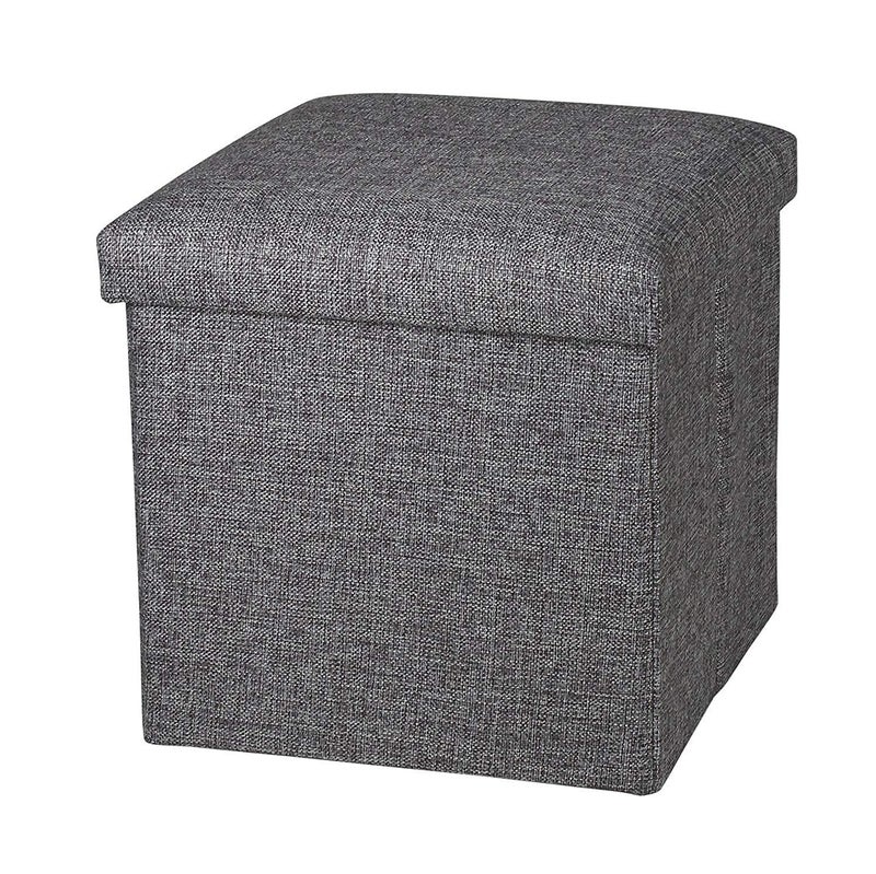 LAZER Folding Organizer Storage Bench Stool, Grey - Image 1